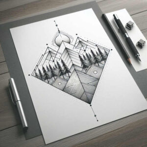 nature-and-geometry tattoo design ideas Surrealism psychological depth geometric texture symbol of courage