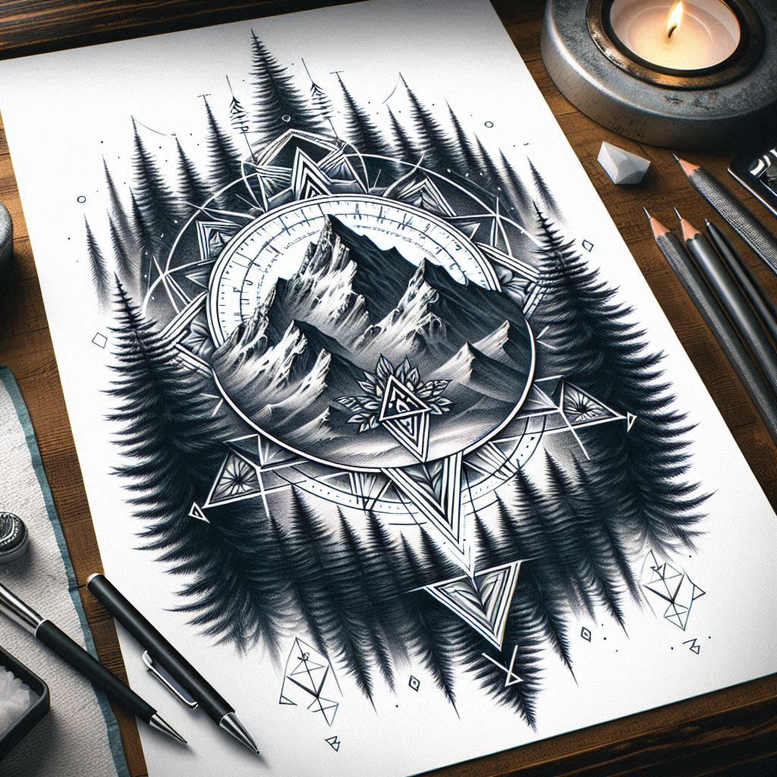 nature-and-geometry tattoo design ideas classic motifs hand-drawn shows resilience