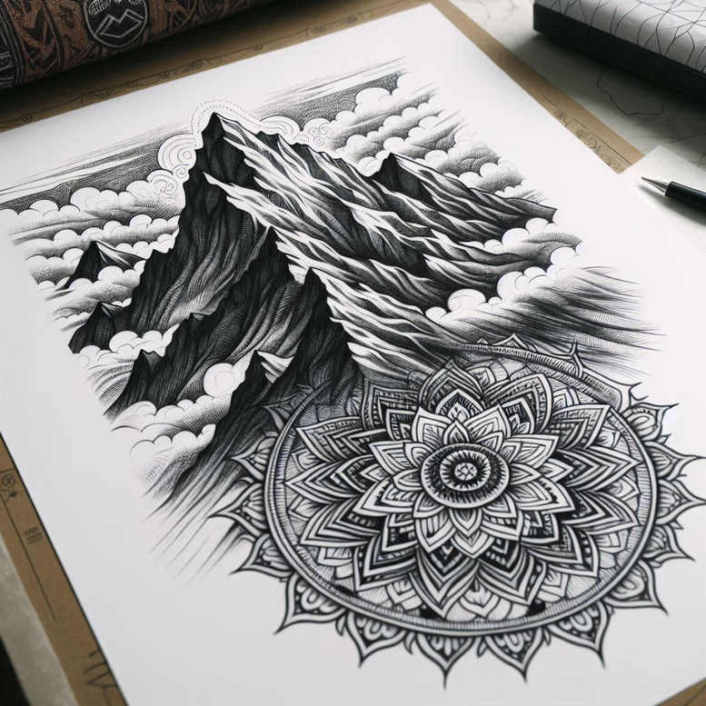 nature-and-geometry tattoo design ideas Realism organic structure hexagonal symmetry for lower leg