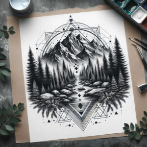 nature-and-geometry tattoo design ideas dreamlike line tessellation for lower arm
