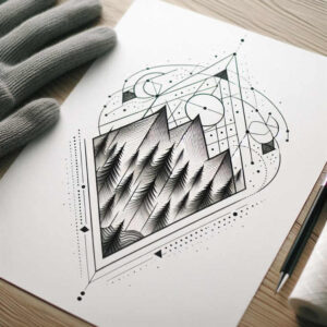 nature-and-geometry tattoo design ideas Realism natural contrast line tessellation represents courage