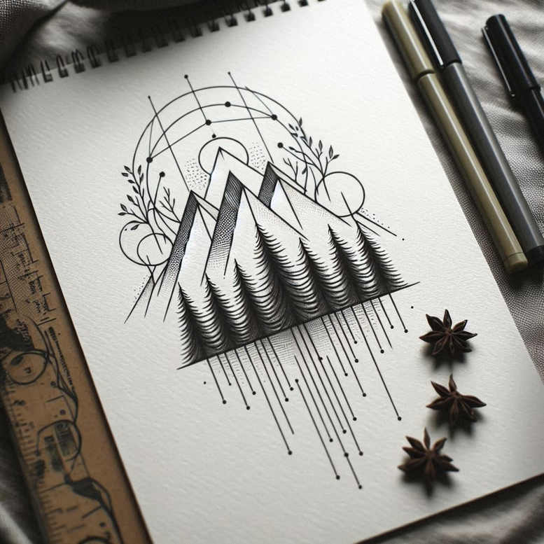nature-and-geometry tattoo design ideas Realism reflection effect military theme symbol of strength