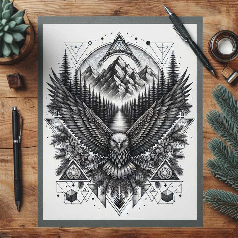 nature-and-geometry tattoo design ideas refined lines network lines meaning strength
