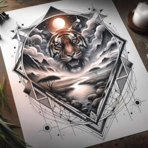 nature-and-geometry tattoo design ideas expressive color network lines symbolising perseverance
