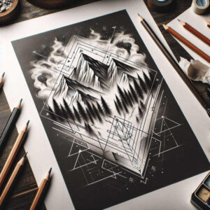 nature-and-geometry tattoo design ideas atmospheric oldschool style for wrist