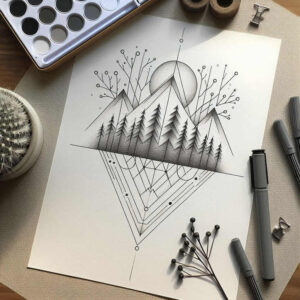 nature-and-geometry tattoo design ideas Surrealism visual paradox parallelogram meaning strength