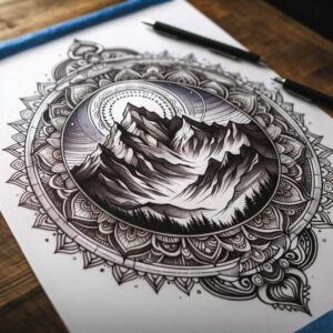 nature-and-geometry tattoo design ideas glowing prism for heel