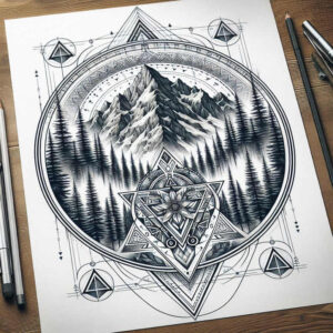 nature-and-geometry tattoo design ideas layered fill sacred geometry for arm
