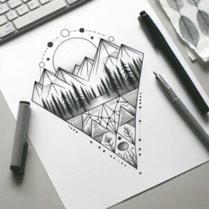 nature-and-geometry tattoo design ideas hyperrealistic shapes interlace represents endurance