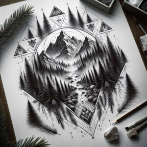 nature-and-geometry tattoo design ideas esoteric symbolism solid fill shows courage