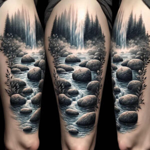 lake-tattoo – tattoo design ideas free ai generated – neotraditional-solid-blacks – for-fingers – Gallery: nature-inkby-ai