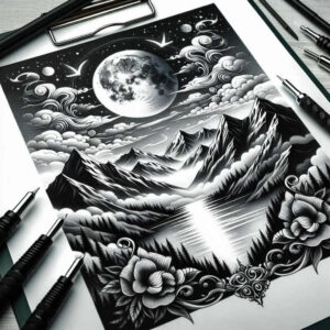 nature tattoo design ideas refined lines layered symbolising courage