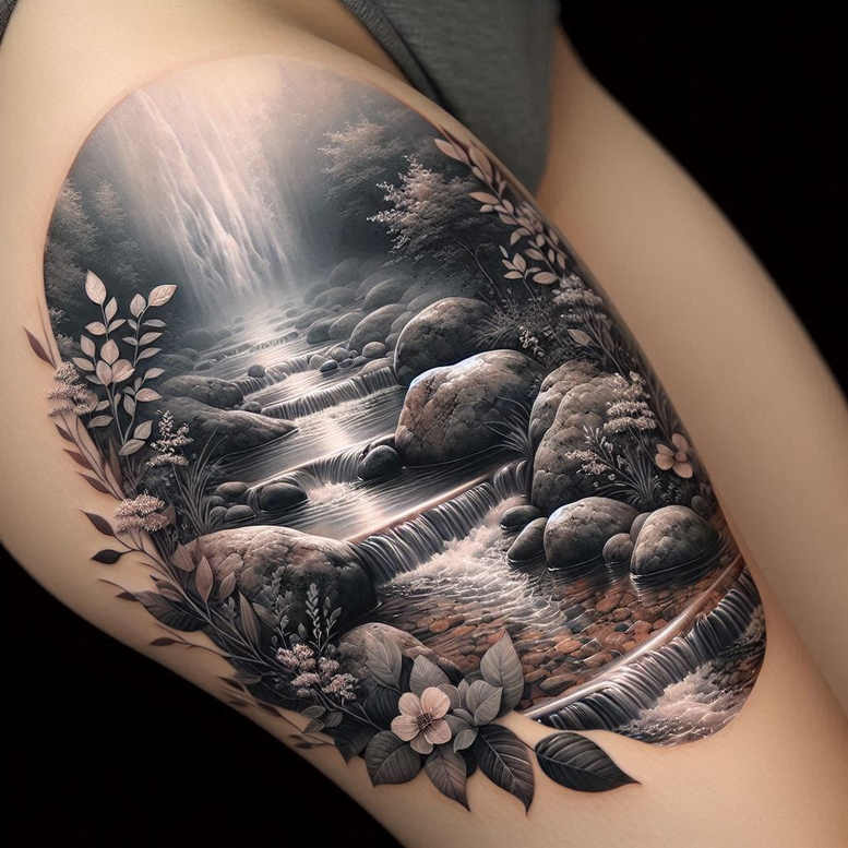 trees-tattoo – tattoo design ideas free ai generated – surrealism-abstract-forms – for-upper-chest – Gallery: nature-inkby-ai