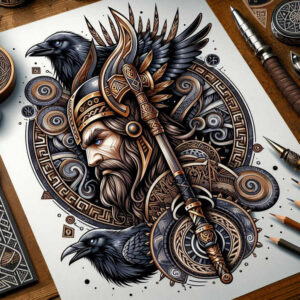 prophet-god-tattoo-ominous-realism-natural-contrast – tattoo design ideas free ai generated – Gallery: odin-inkby-ai