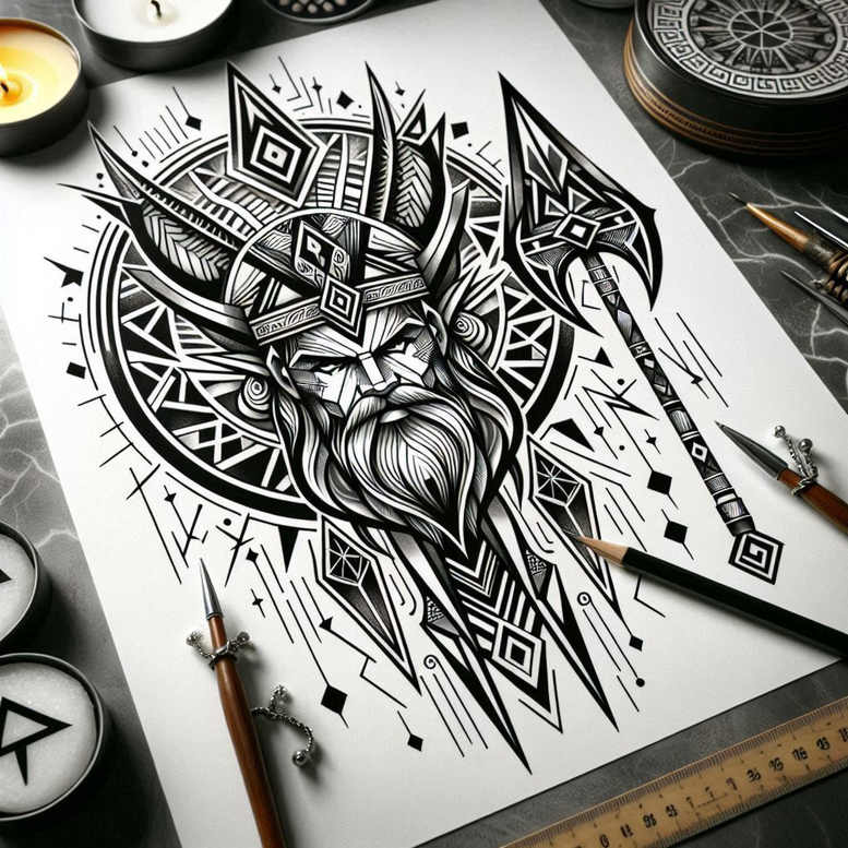 war-and-wisdom-tattoo-macabre-neotraditional-subtle-tone – tattoo design ideas free ai generated – Gallery: odin-inkby-ai