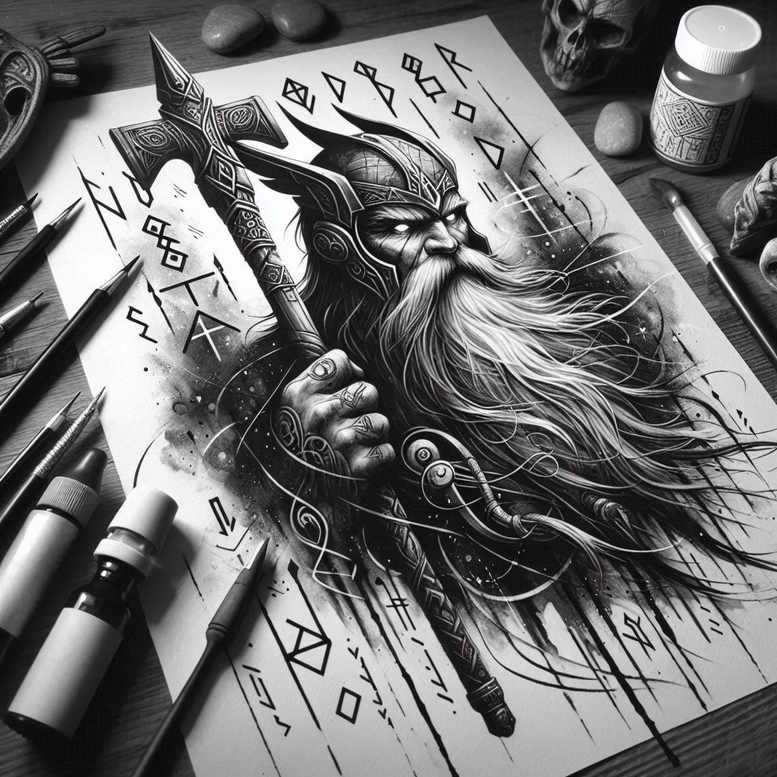 poetry-god-tattoo-silence-realism-realistic-gleam – tattoo design ideas free ai generated – Gallery: odin-inkby-ai