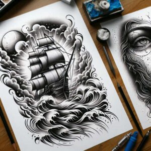 god-of-protection – tattoo design ideas free ai generated – realism-portrait-realism – for-back – Gallery: odin-inkby-ai