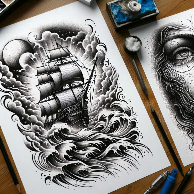 god-of-protection – tattoo design ideas free ai generated – realism-portrait-realism – for-back – Gallery: odin-inkby-ai