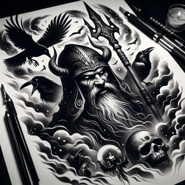 god-of-strength – tattoo design ideas free ai generated – realism-perfect-proportions – for-nape – Gallery: odin-inkby-ai