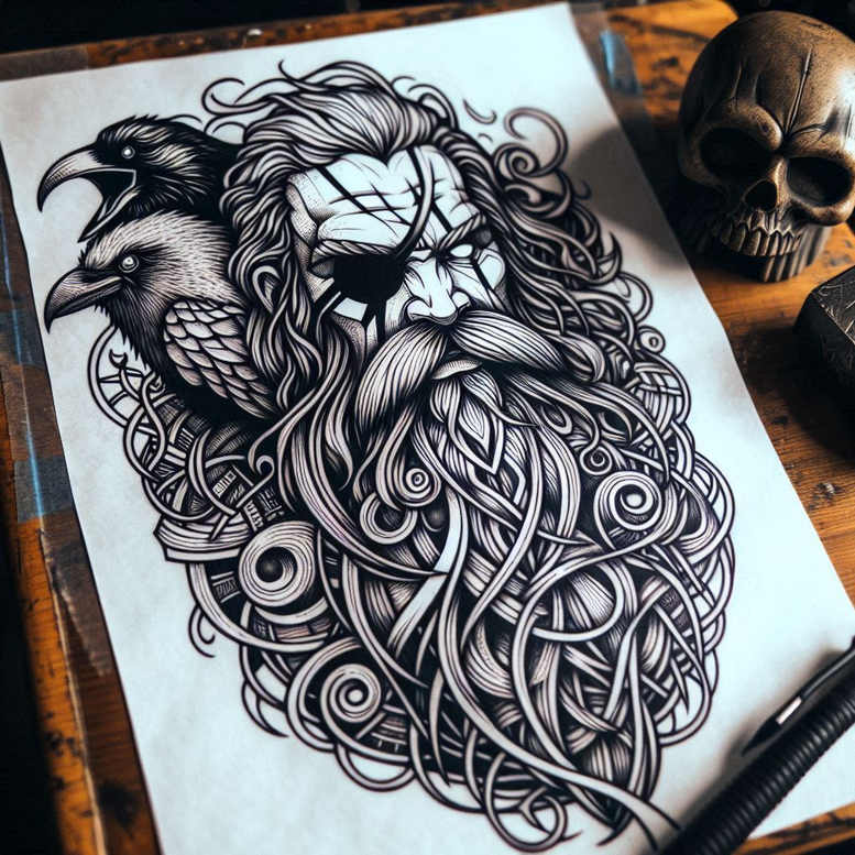 light-and-dark-god-tattoo-demonic-realism-real-shadows – tattoo design ideas free ai generated – Gallery: odin-inkby-ai