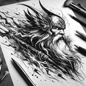 strength-god-tattoo-faded-realism-surface-complexity – tattoo design ideas free ai generated – Gallery: odin-inkby-ai