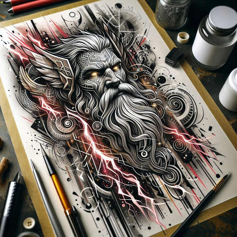 odin-with-wolves-tattoo-black-fog-neotraditional-subtle-tone – tattoo design ideas free ai generated – Gallery: odin-inkby-ai
