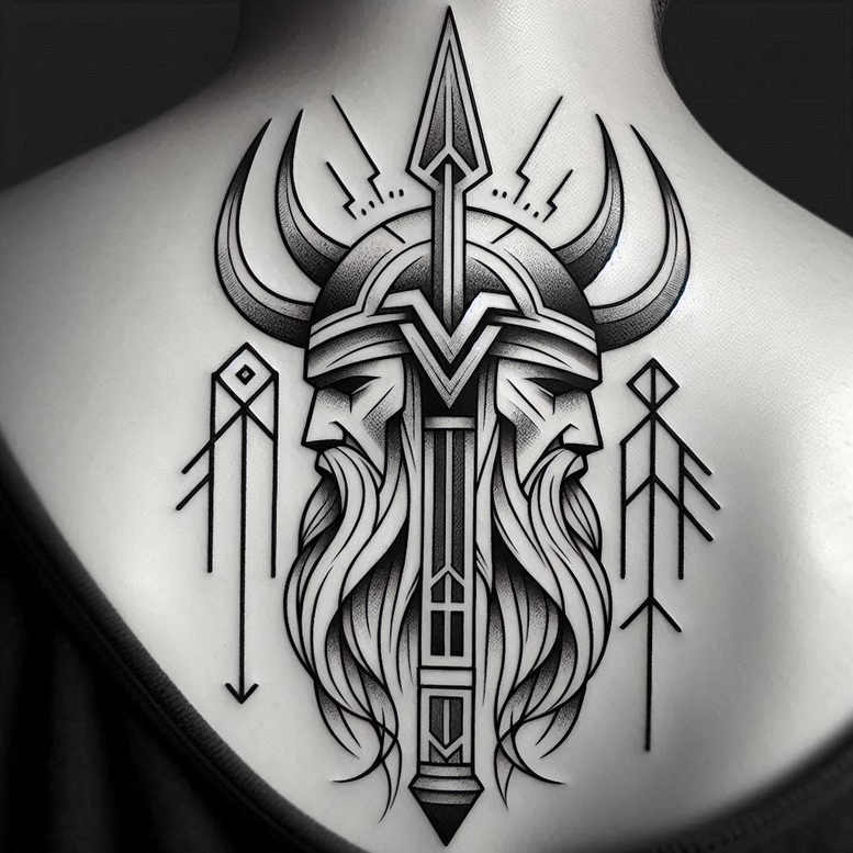 warrior-odin-tattoo-chilling-surrealism-fluid-forms – tattoo design ideas free ai generated – Gallery: odin-inkby-ai