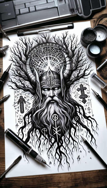 death-god-tattoo-ominous-surrealism-ghostly-shapes – tattoo design ideas free ai generated – Gallery: odin-inkby-ai