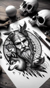 guardian-god-tattoo-evil-grin-neotraditional-bold-outline – tattoo design ideas free ai generated – Gallery: odin-inkby-ai