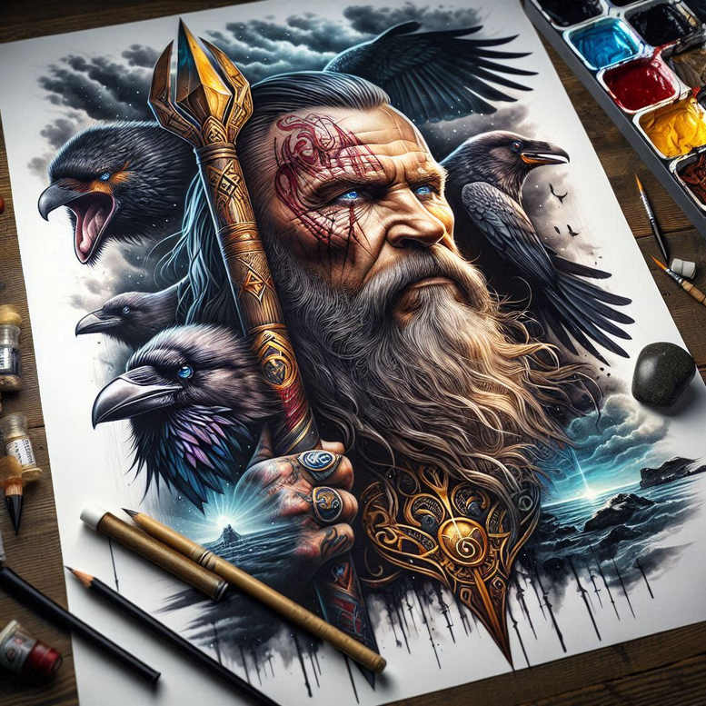 travel-god-tattoo-stitched-surrealism-symbolism – tattoo design ideas free ai generated – Gallery: odin-inkby-ai