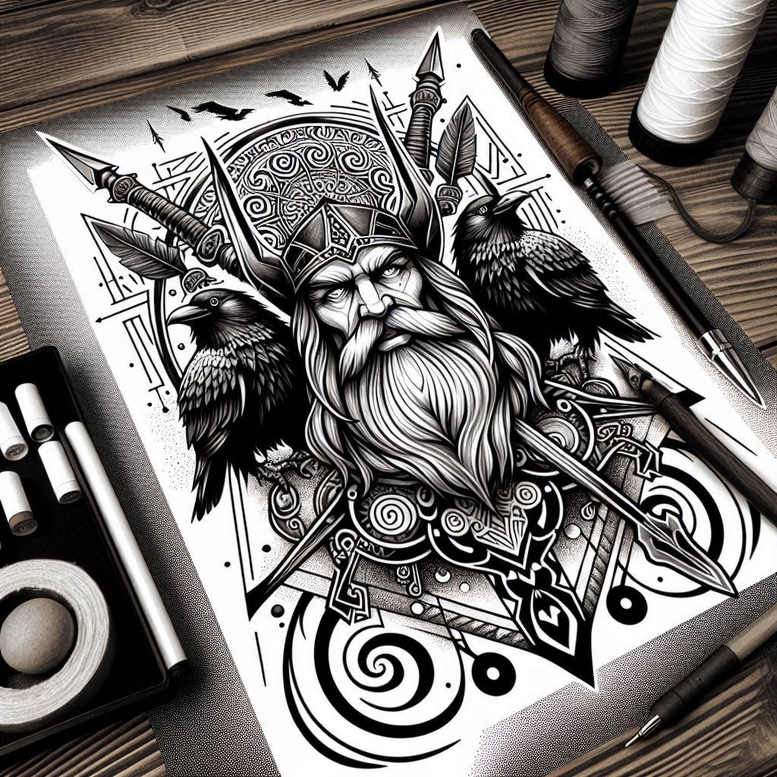 odin-guardian-tattoo-shadow-surrealism-juxtaposition – tattoo design ideas free ai generated – Gallery: odin-inkby-ai