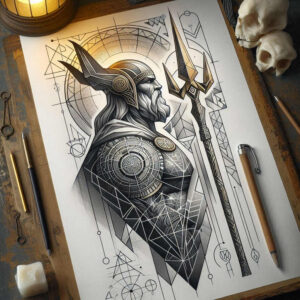 odin – tattoo design ideas free ai generated – neotraditional-enhanced-shading – for-scapula – Gallery: odin-inkby-ai