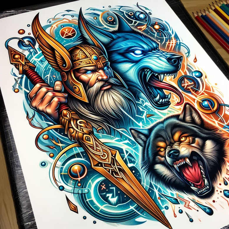 odin-with-ravens-tattoo-gloomy-realism-inner-glow – tattoo design ideas free ai generated – Gallery: odin-inkby-ai