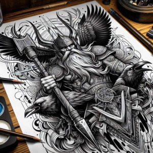 odin-battle-tattoo-faded-memory-realism-gradient-tones – tattoo design ideas free ai generated – Gallery: odin-inkby-ai