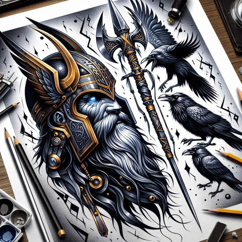 odin-abandoned-realism-fine-lines – tattoo design ideas free ai generated – Gallery: odin-inkby-ai
