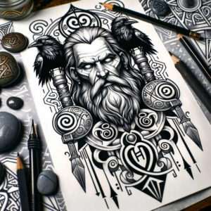 rune-god-tattoo-horror-neotraditional-bold-highlights – tattoo design ideas free ai generated – Gallery: odin-inkby-ai