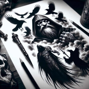 mystery-god-tattoo-lurking-neotraditional-artistic-contrast – tattoo design ideas free ai generated – Gallery: odin-inkby-ai