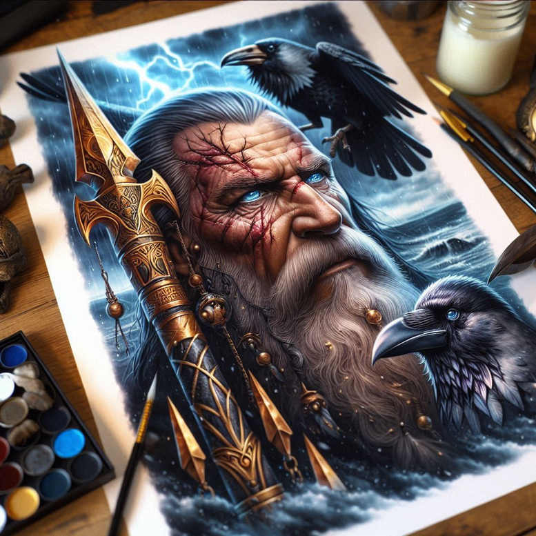 norse-mythology-tattoo-weird-surrealism-vibrant-contrasts – tattoo design ideas free ai generated – Gallery: odin-inkby-ai