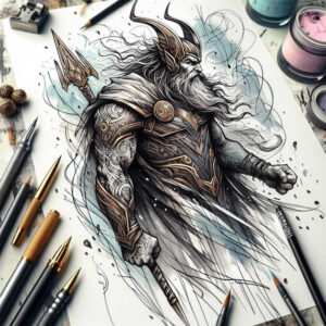 one-eyed-odin – tattoo design ideas free ai generated – realism-seamless-blend – for-wrist – Gallery: odin-inkby-ai