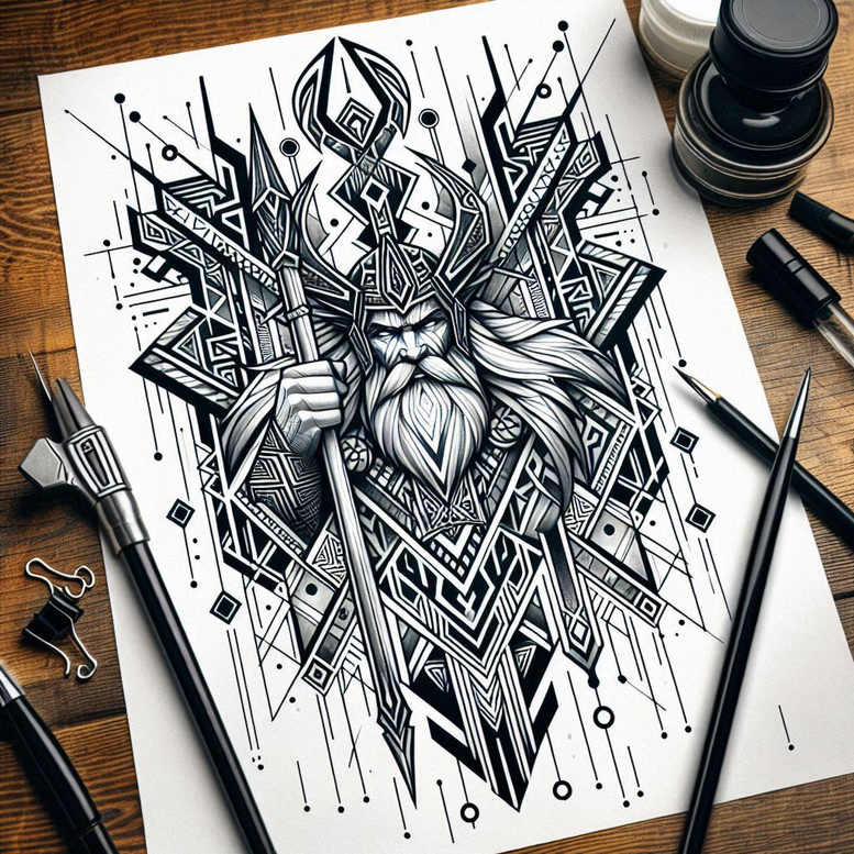 asgard-ruler-tattoo-ghastly-neotraditional-defined-outlines – tattoo design ideas free ai generated – Gallery: odin-inkby-ai