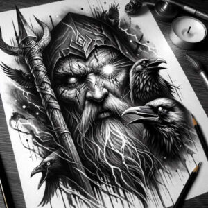 poetry-god-tattoo-whispering-neotraditional-dynamic-linework – tattoo design ideas free ai generated – Gallery: odin-inkby-ai