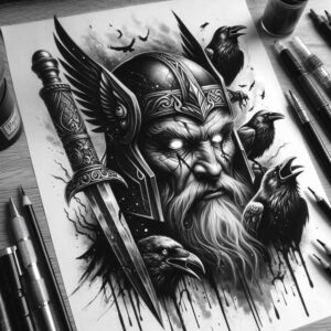 odin-helmet-tattoo-uncanny-realism-mirrored-effect – tattoo design ideas free ai generated – Gallery: odin-inkby-ai