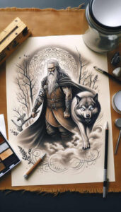 odin-shield-tattoo-crawling-neotraditional-color-blending – tattoo design ideas free ai generated – Gallery: odin-inkby-ai