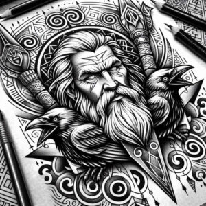 odin tattoo design ideas bold color blocks battle for back