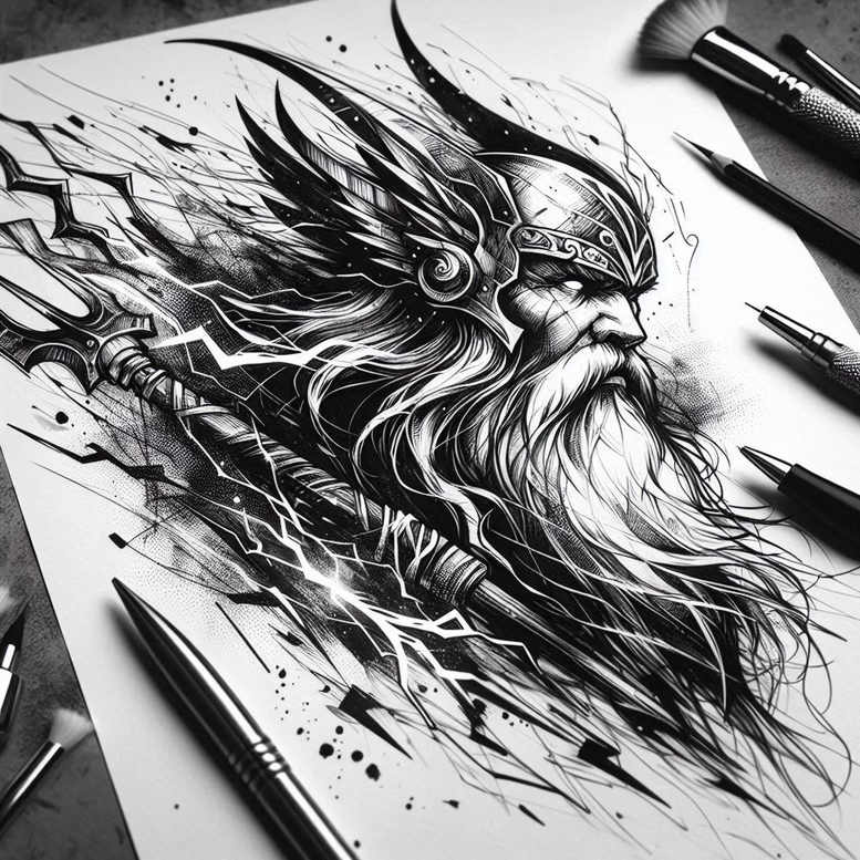 odin tattoo design ideas soft blending celestial for lower leg
