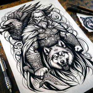odin tattoo design ideas Surrealism timeless fierce protector for scapula