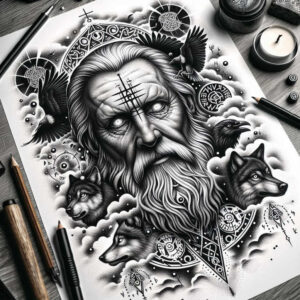 odin tattoo design ideas Surrealism dreamlike fierce symbolising resilience