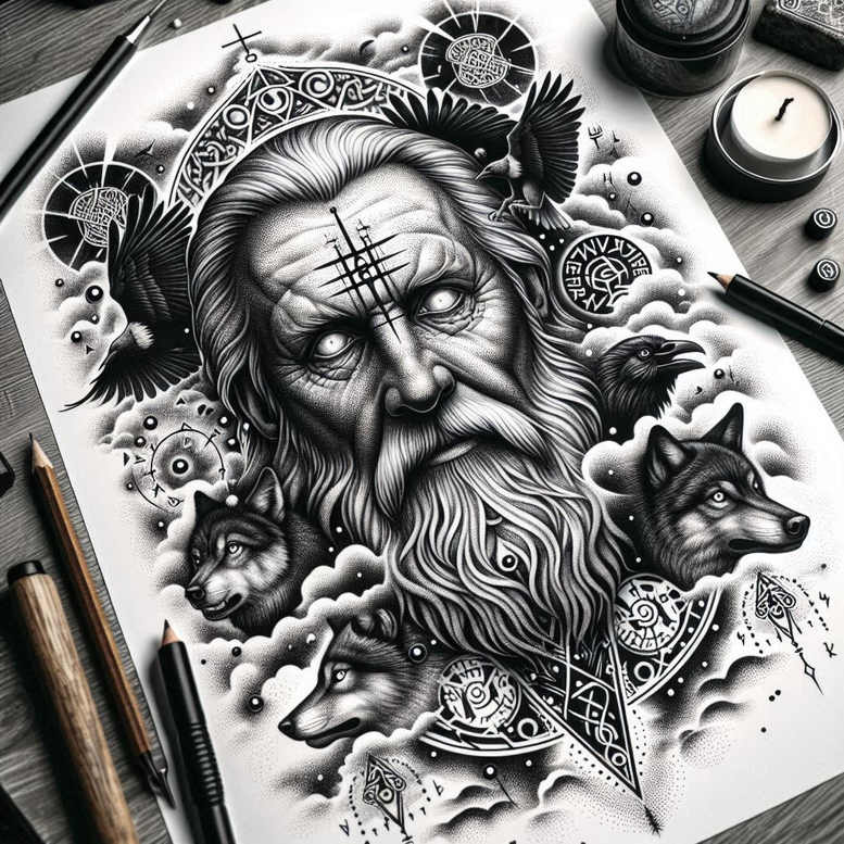 odin tattoo design ideas Surrealism dreamlike fierce symbolising resilience