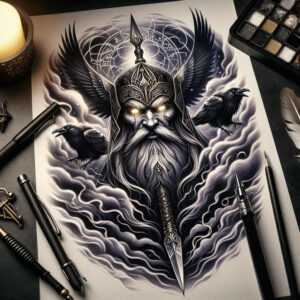 odin tattoo design ideas saturated hues guardian for scapula