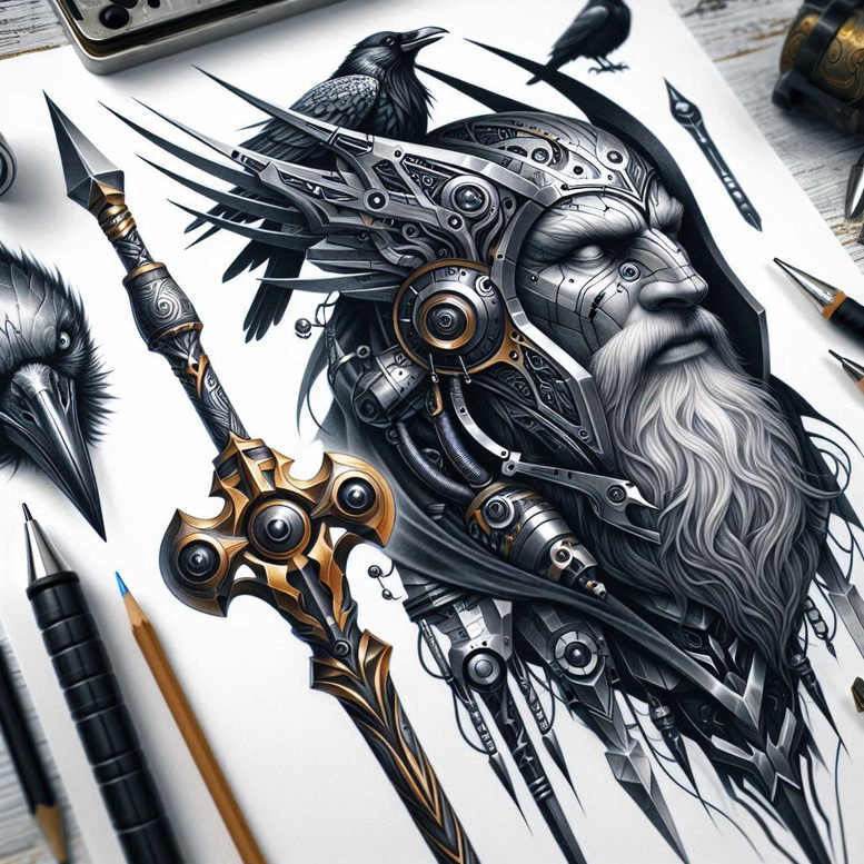 odin tattoo design ideas layered shading guardian meaning endurance